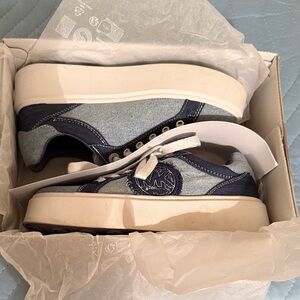 Michael Kors Light Blue Denim Platform Sneakers